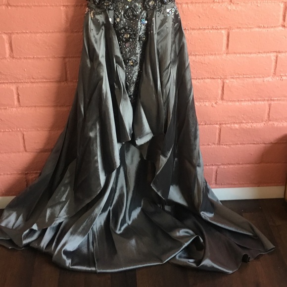 Slate grey two-in-one evening gown - Picture 3 of 4